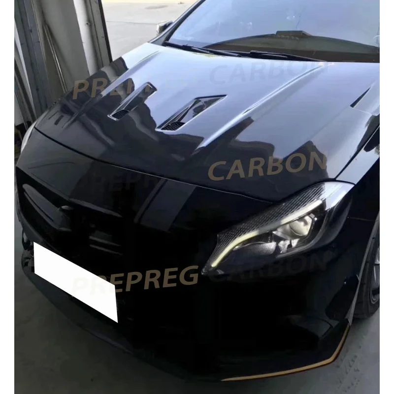 غطاء فتحة التهوية الزخارف فئة W176 A45 2013-2019 ألياف الكربون غطاء محرك السيارة المصد الأمامي غطاء المحرك #6