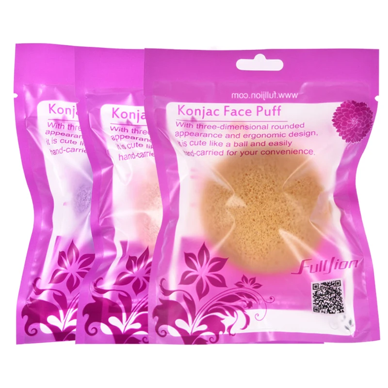 Éponge Konjac ronde pour le lavage du visage, 1/3/5 pièces