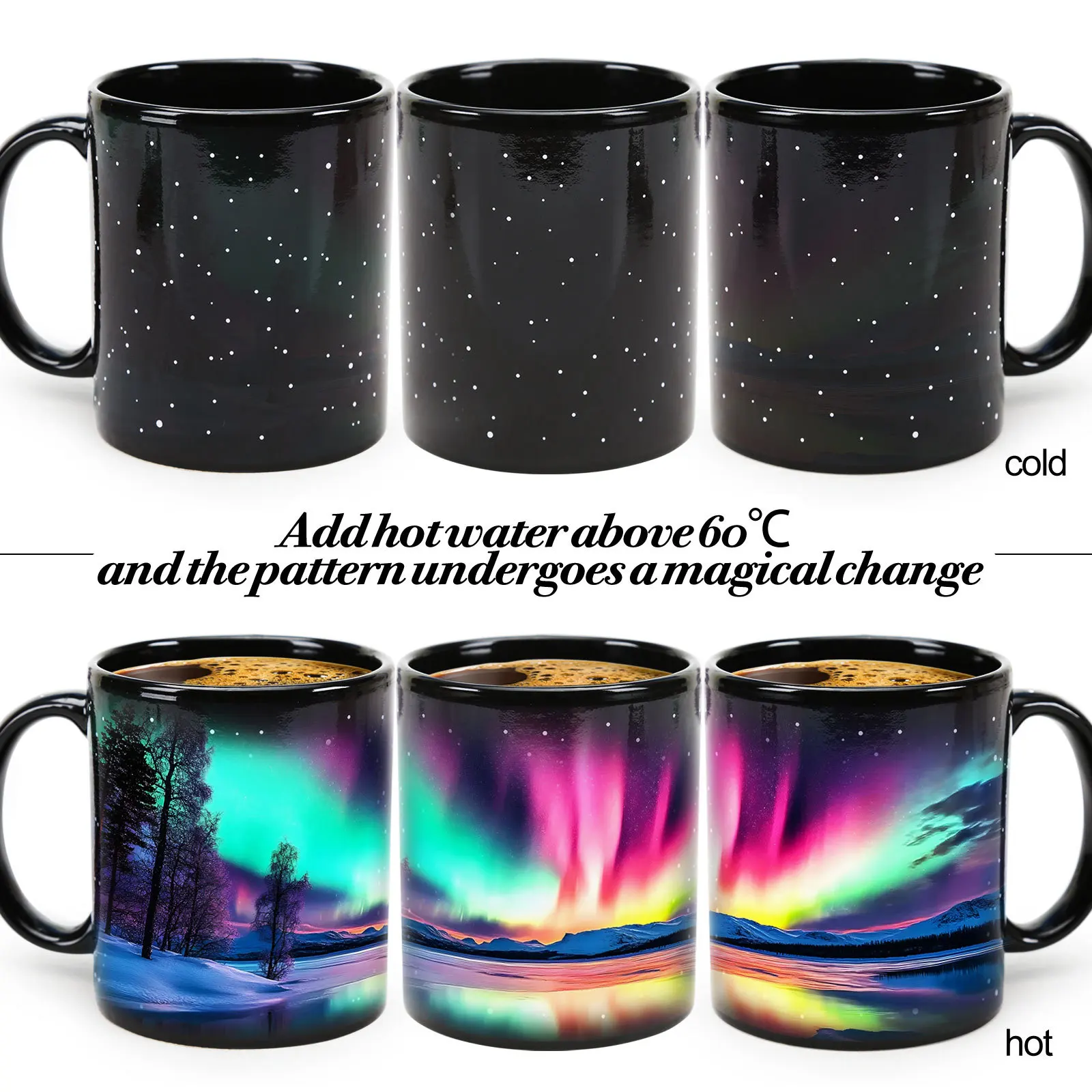 Northern Lights Series Temperature Sensitive Color Changing Ceramic Mug Coffee Milk Cup Breakfast Cups Household Drinkware