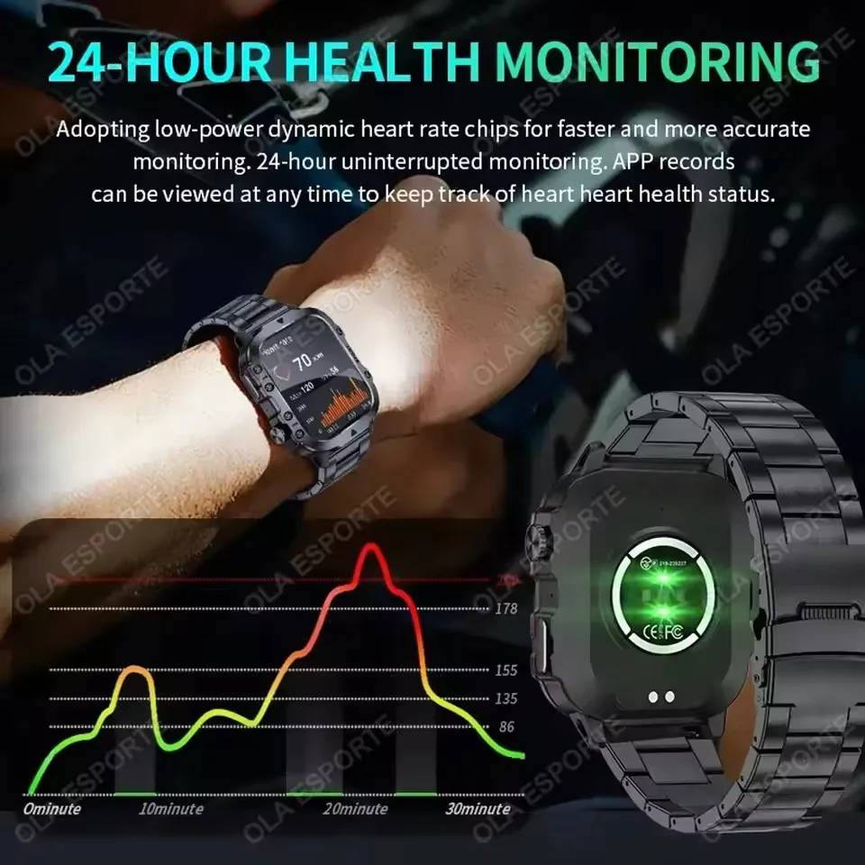 Nuevo Reloj Inteligente Militar 2026 para Hombre, IP67 3ATM, Monitor de Actividad Física para Deportes al Aire Libre, Monitor de Presión Arterial, Llamadas BT, GPS - Image 4