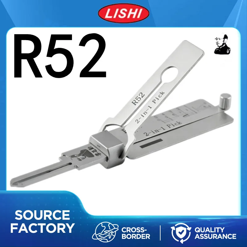 LISHI R52 2‑in‑1 Pick Decoder Professional Locksmith Tool For Mexican Single‑Sided Tooth House Door Lock Reading Supplies