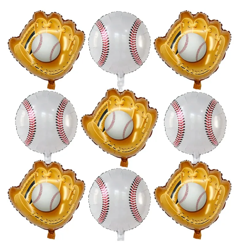 9Pcs 18Inch Baseball Balloons And Baseball Glove Mylar Balloons For Sports Themed Birthday Party Supplies Baby Shower Decor