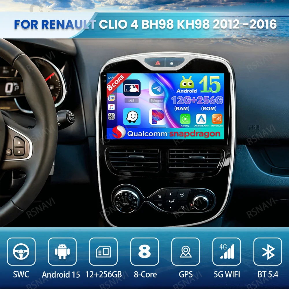 

Автомобильное радио Android 15 для Renault Clio 4 BH98 KH98 2012-2016 DSP Qualcomm Navigation 4G LTE Wireless Carplay Auto Autoradio DVD