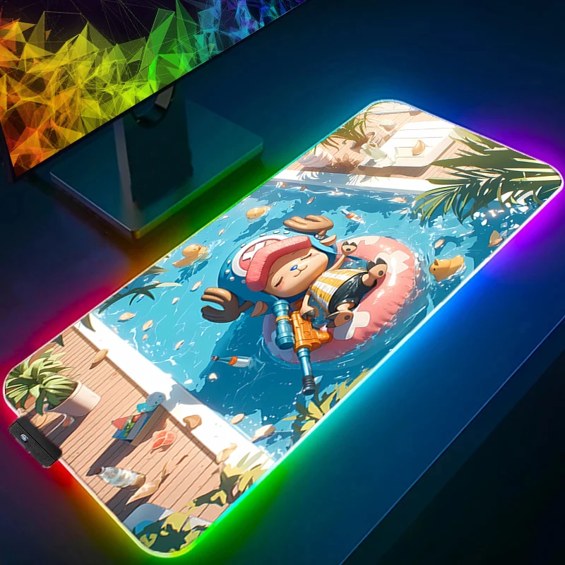 

RGB Large E-sports Mouse Pad one Piece Tony Tony Chopper Smooth Flexible Rubber Gamer Computer Keyboard Backlight LED Mosuepad
