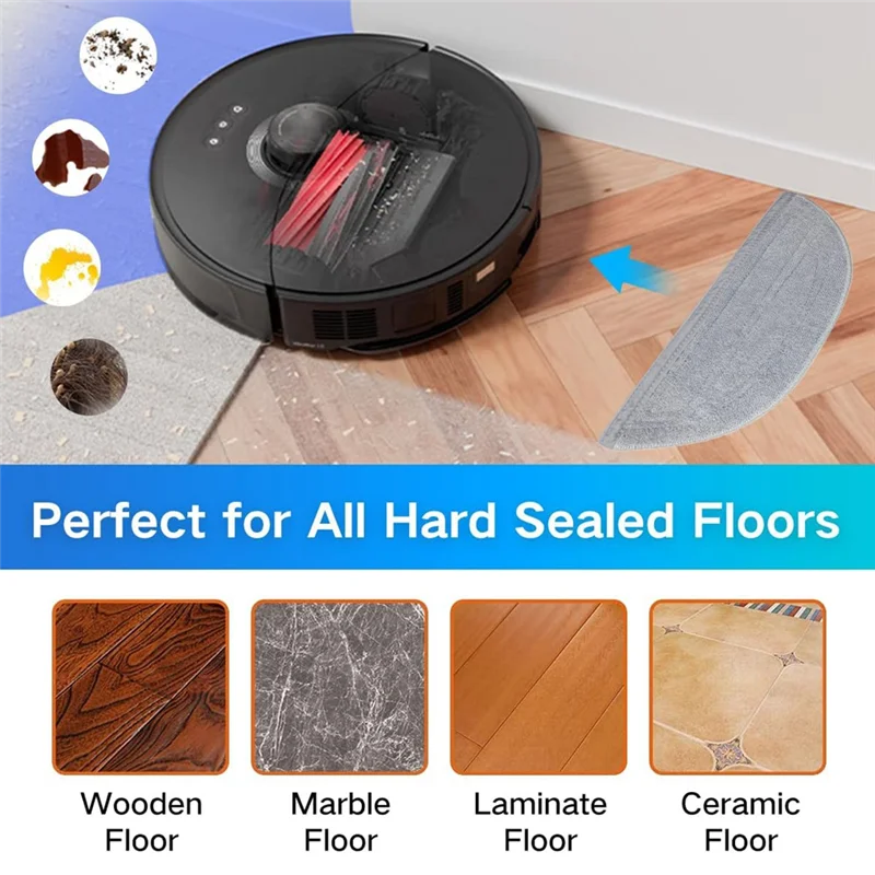 وسادات ممسحة بديلة A83G لـ Roborock S8 Maxv Ultra Vacuum Robot مناديل من الألياف الدقيقة ملحقات قابلة لإعادة الاستخدام حزمة إعادة الملء
