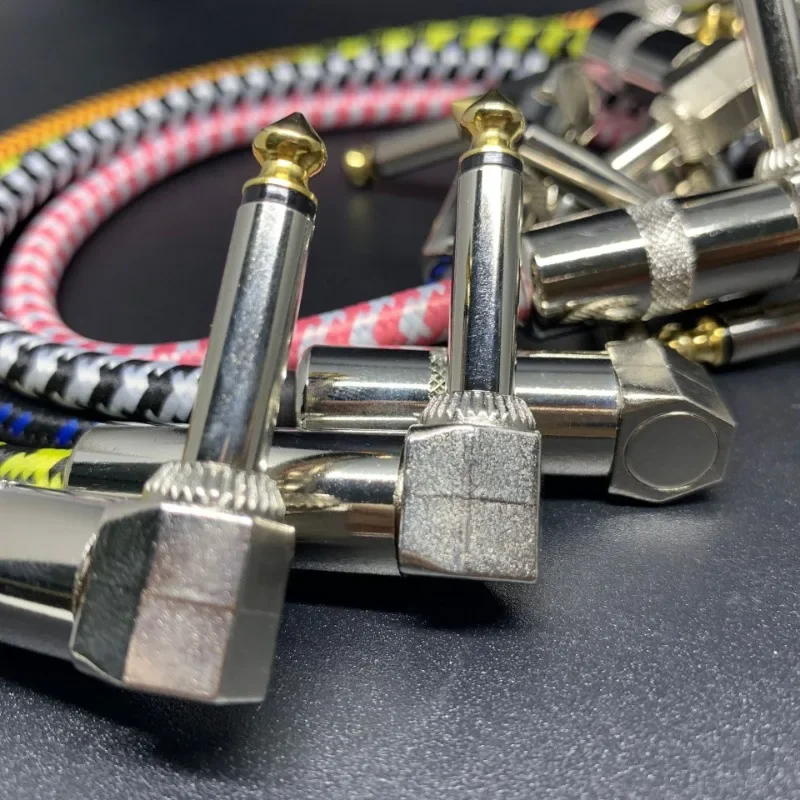 Guitar Effects Connection Cable 6.35 Monoblock Effects Connection Cable Shielded Monoblock Cable 15-30 Cm Square Head Weaving