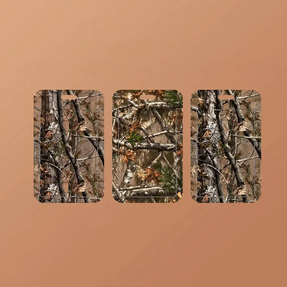 Forest Camouflage Pattern ID Card Holder Cute PVC Badge Holder Cartoon Card Cover Student ID Bus Card Case With Clear Window