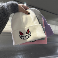 Knitted Hat Funny Cartoon Big Mouth Red Eyes Baotu Hat Autumn and Winter New Embroidery Wool Cover Warm Male Tide