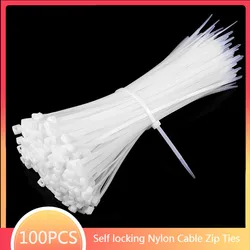 Cable Ties Self locking Nylon Cable Zip Ties 100pcs Plastic Colored Cable Zip Tie  Wrap BundleTies white