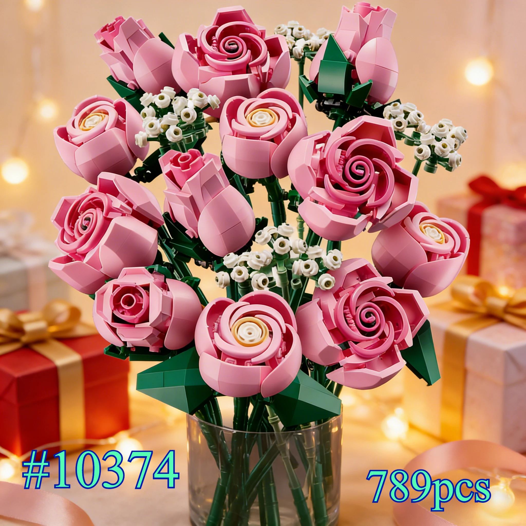 

Вечные розовые цветочные конструкторы «Модель 10374» (789 деталей), подходят для подарков на день рождения, совместимы с деталями Lego.