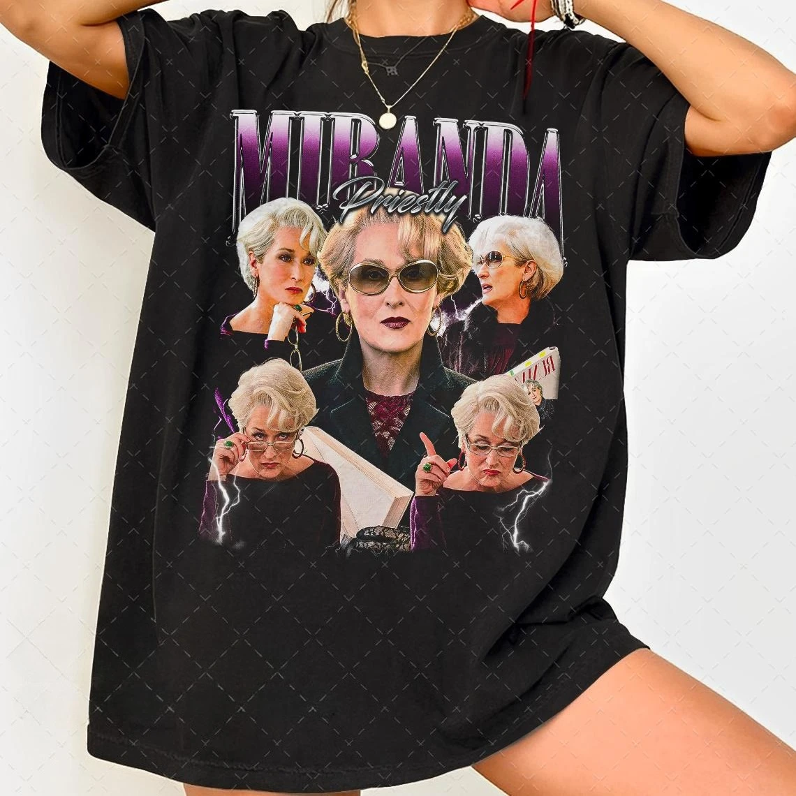 Camiseta unisex 100% algodón con gráfico de Miranda Priestly de The Devil Wears Prada 2, nueva camiseta de verano 2026 para hombre y mujer, camiseta de moda de gran tamaño con diseño de película