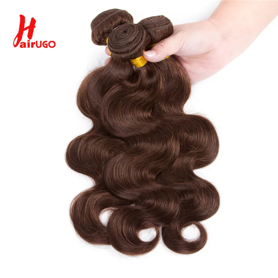 Mechones de cabello humano ondulado brasileño, extensión de cabello marrón, Remy, hueso de Chocolate, 2 #4 #