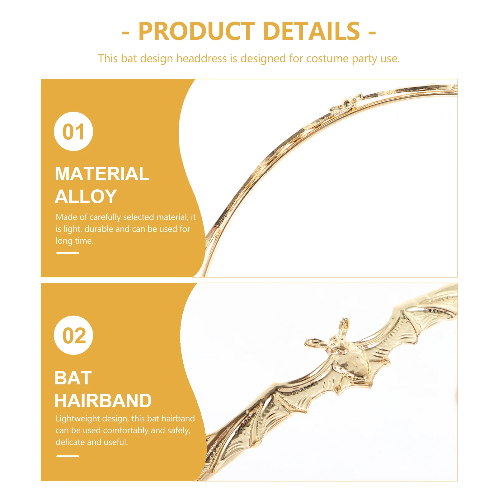 

Bat Crown Lightweight Halloween Party Costume Party Headdress Accessory Cosplay Decor Alloy Hair Hoop Event Wearable