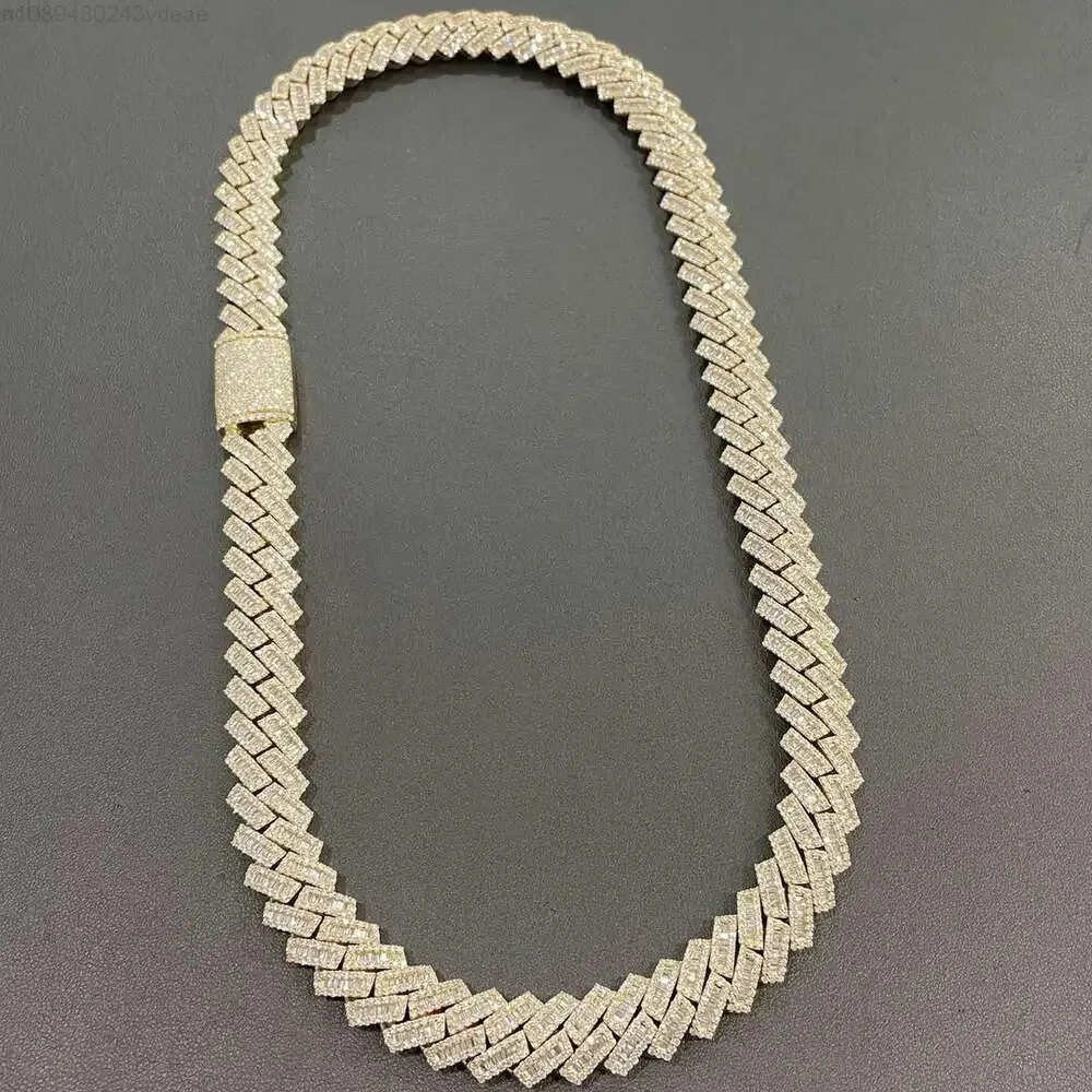 

14mm Fashion Customize Handmade Hiphop Buss Down Iced Out Vvs Moissanite Diamond Cuban Chain Necklace for Men Women Fine Jewelry