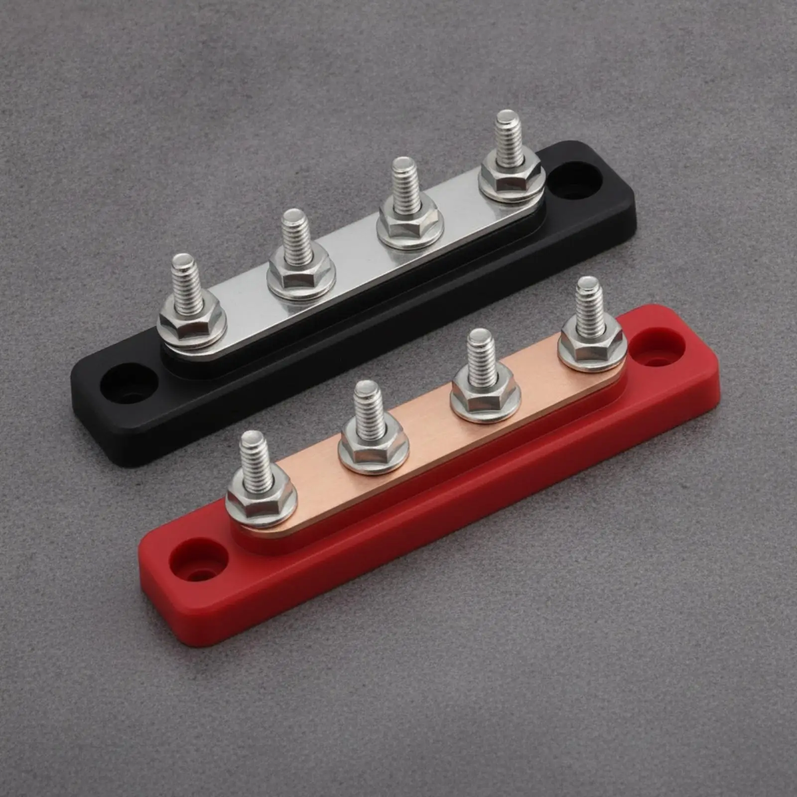 Nylon Base Busbar 100A DC Power Distribution Block with T2 Copper Rail for 12V 24V 48V Marine RV Auto