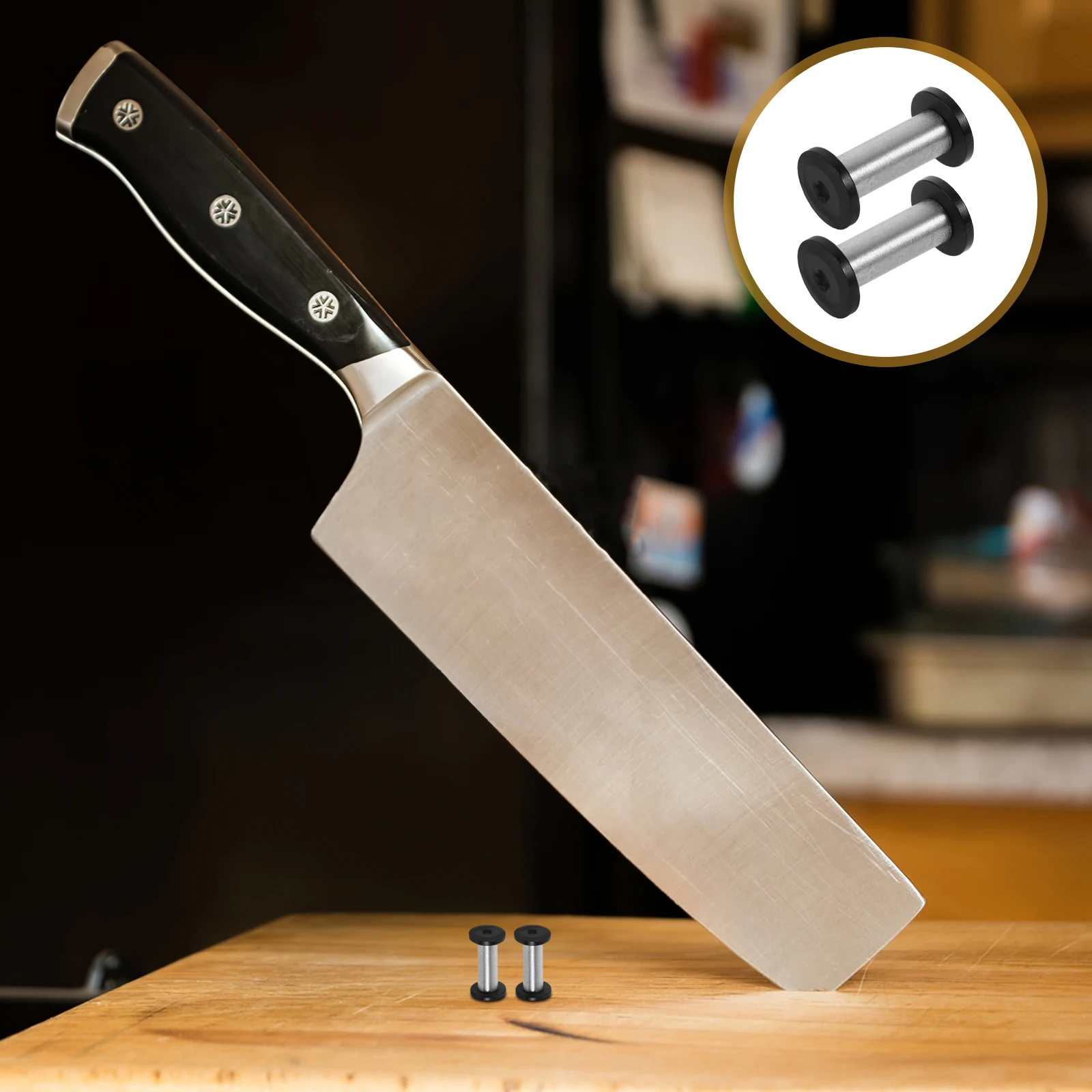 2pcs Stainless Steel Knife Durable Metal Fasteners Handle Assembly Handle Fabrication Screws Self-Tapping Bolts