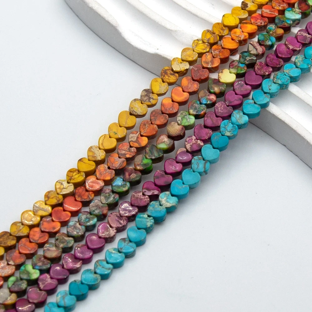 

1 Strand 6x6x3mm Natural Stone Heart Shape Turquoises Amethysts Amazonite Imperial Stone Loose Beads Bracelet Necklace Jewelry