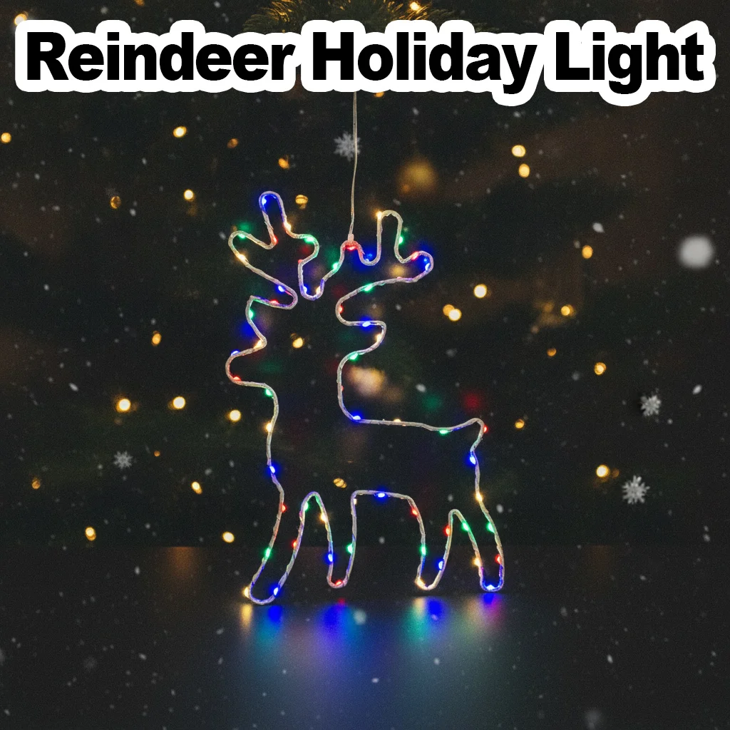 Iron Deer Lights Christmas Elk Lights Battery Operated Glowing Iron Ornaments Christmas Decoration Hanging Led String Lights