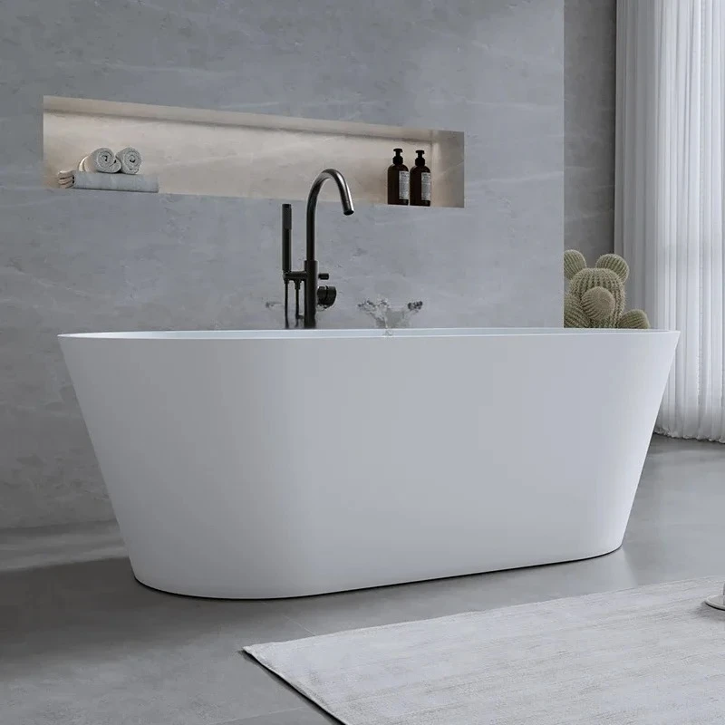 

53 Artificial stone bathtub Household freestanding integrated hotel matte Qimei stone double bathtub