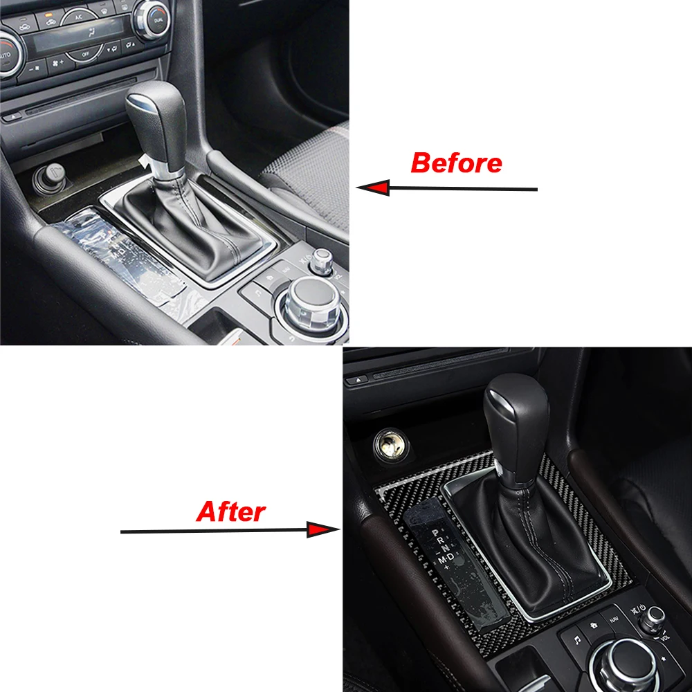 Carbon Fiber Styling Car Interior Gear Shift Panel Cover Trim ABS For Mazda 3 Axela BM BN 2014 2015 2016 LHD