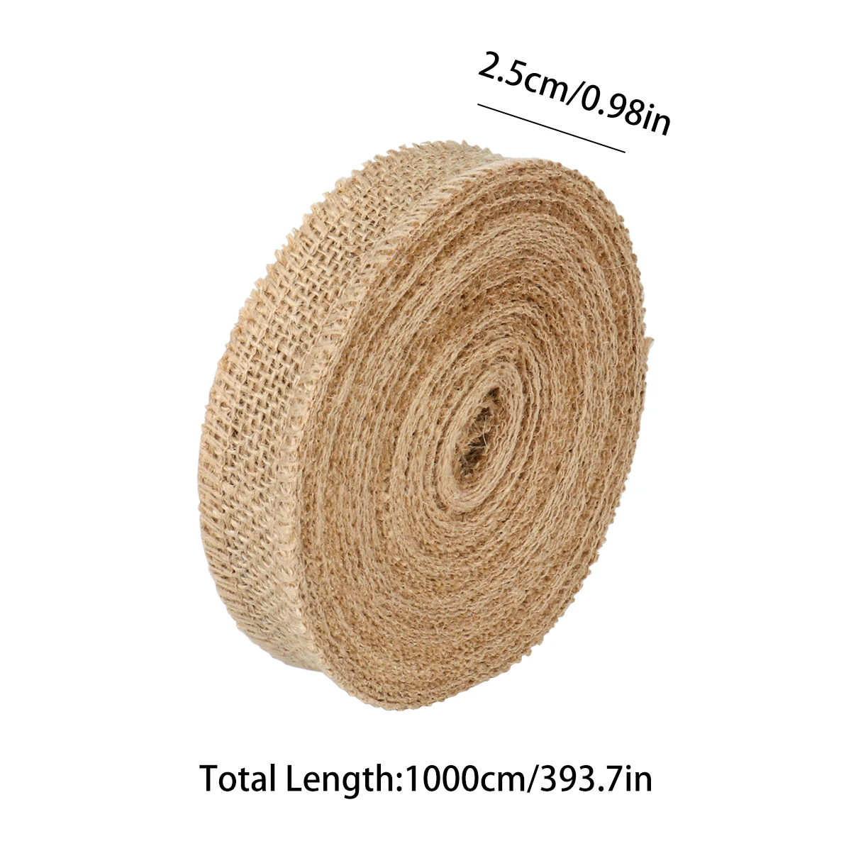 10M Natural Hessian Burlap Roll Fabric Rustic Pure Jute Tape Ribbon Trims Bow DIY Making 2.5cm Wide