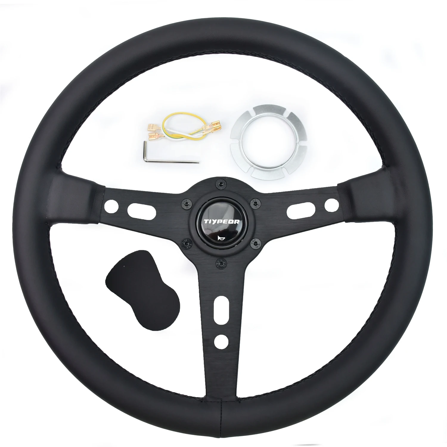 

Universal 350mm 14-inch microfiber leather steering wheel with 42mm deep bracket