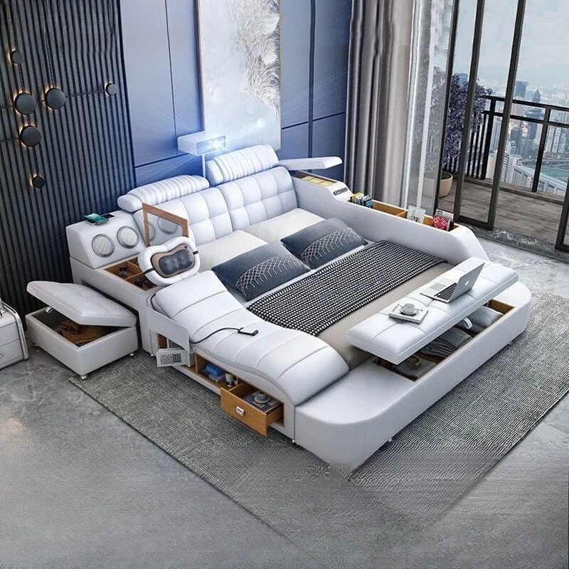 

Nightstands Bedroom Bed Modern Unique Children Double Bed White Queen Storage Cama Inteligente Multifuncional Furnitures