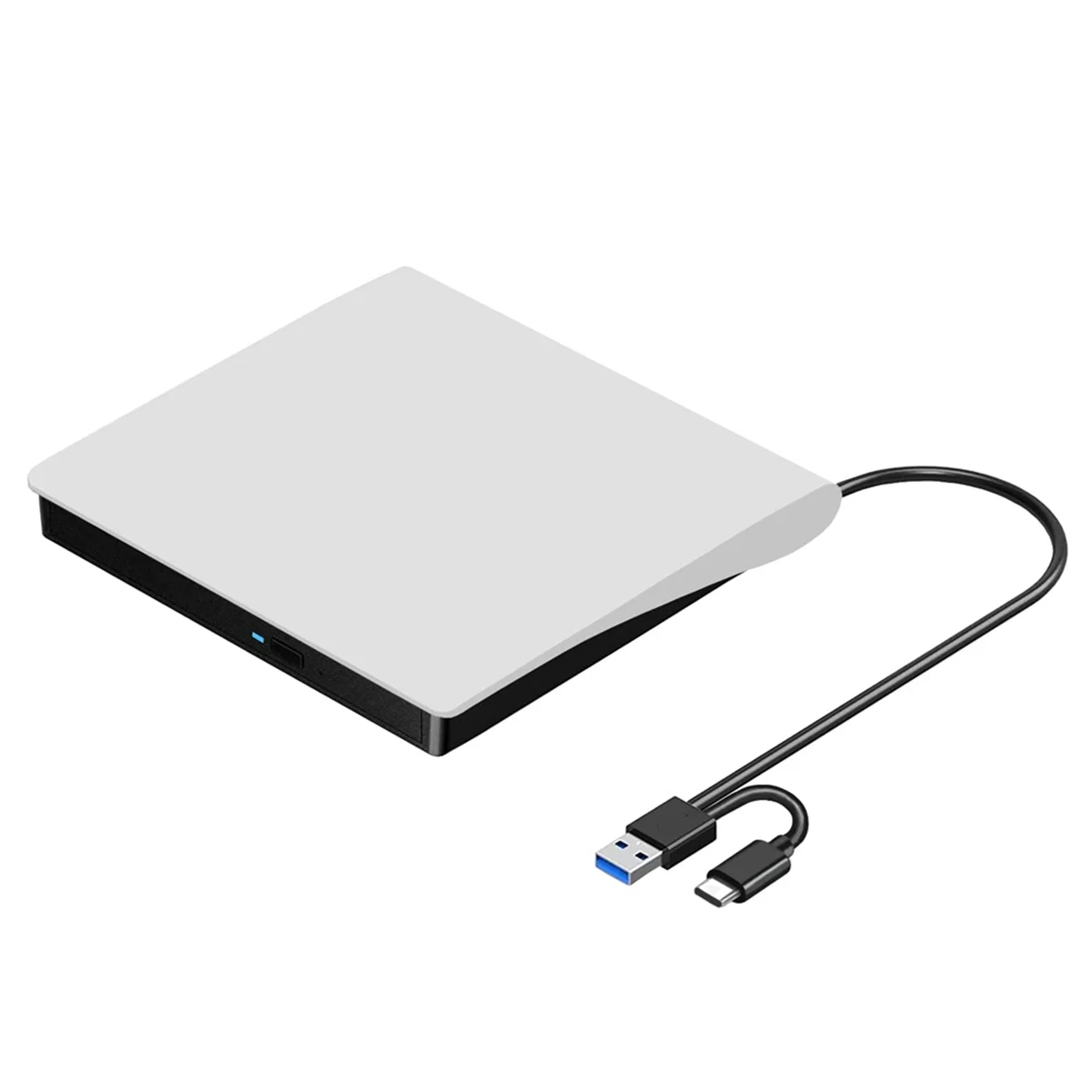 External CD DVD +/-RW Drive, USB 3.0 & USB-C Portable CD & DVD ROM Burner Player Reader Writer Rewriter Disc Drive,White