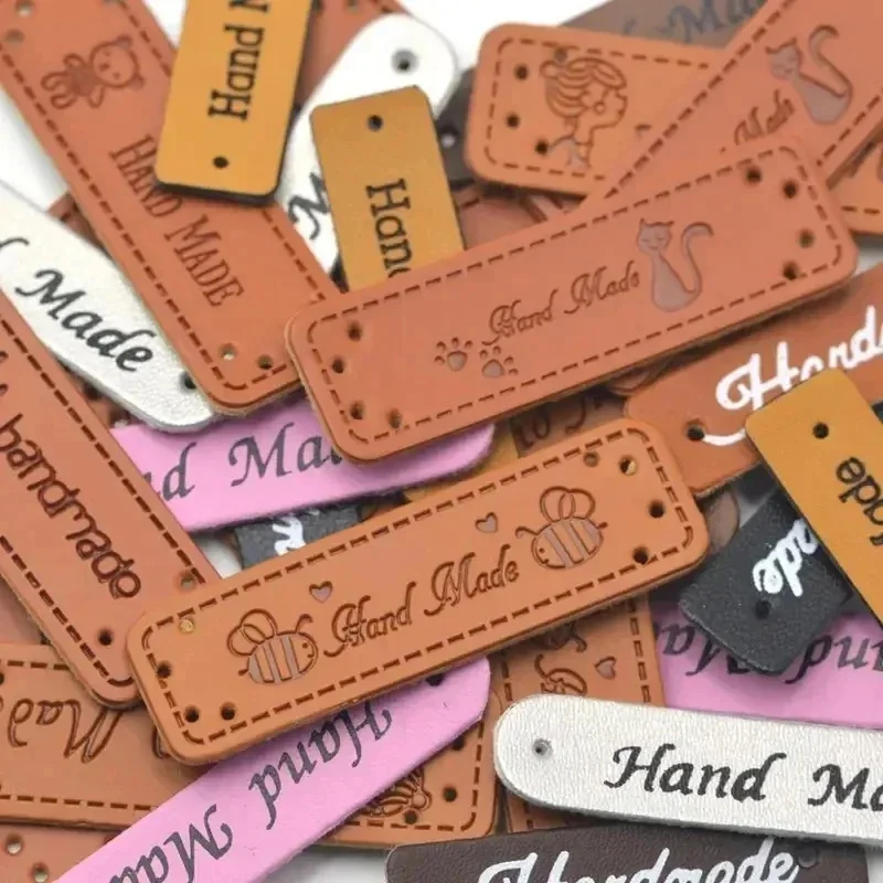 50/150Pcs Leather Tags For Clothing DIY Accessories For Gift Handcraft Leather Label For Handmade Clothes Labels With Tree Logo