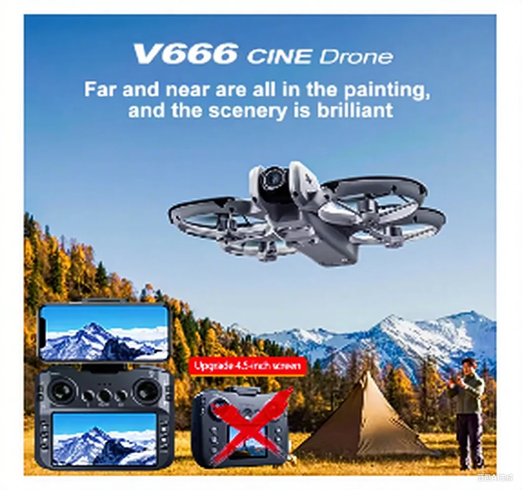 โดรนโดรน V666: กล้อง 8K HD, FPV, ของเล่น RC หลีกเลี่ยงอุปสรรคอัจฉริยะไร้แปรงถ่าน, ของขวัญที่ดีที่สุดสําหรับเด็ก