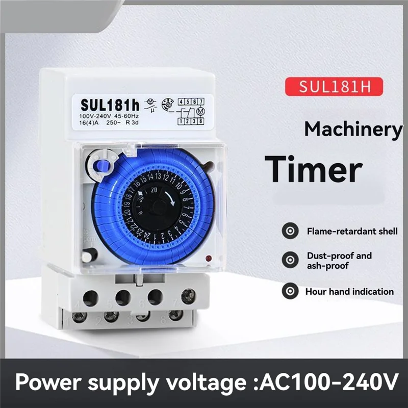 

L72A-GEYA Sul181h Battery Operated 110V–240V Mechanical Timer Switch 24 Hour Programmable Din Rail Time Control Unit