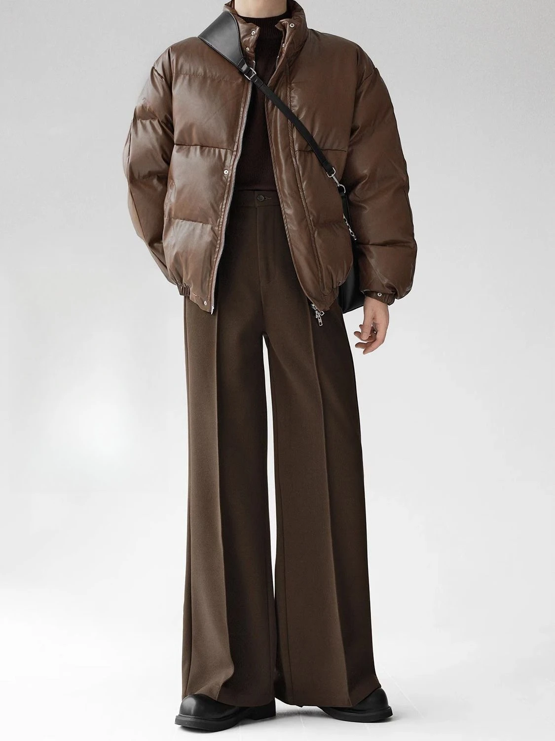 

Maillard brown scimitar pants for men in summer loose slim and high drooping high floor slim trousers