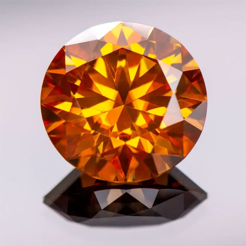 

Moissanite Stone Orange Color Round Cut Lab Grown Diamond for Custom Jewelry Making Jewelry Making Materials GRA Certificate