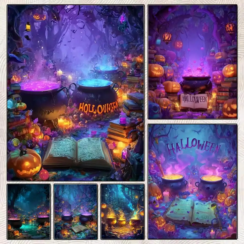Halloween Arcane Incantations Painting Calligraphy Stylish Canvas Poster Wall Art for Living Room Bedroom Office Home Decor