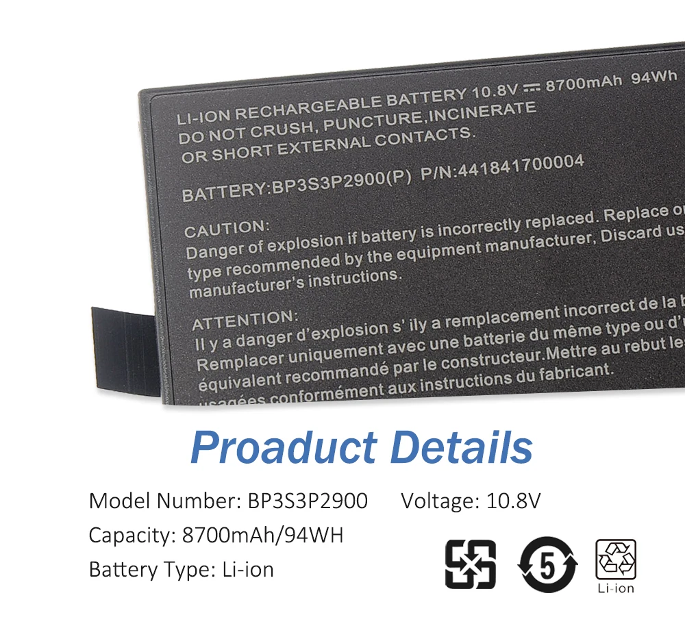 ETESBAY-BP3S3P2900 8700mAh 노트북 배터리 Getac B300 B300X, 견고한 BP3S3P2600(S) 441841700004 4418144000490 441841700004