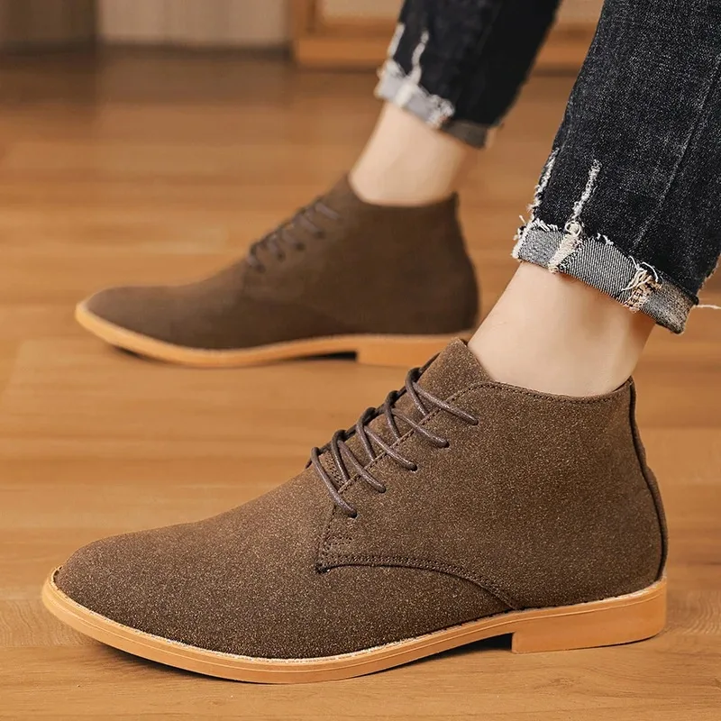 الرجال تشيلسي الأحذية موضة بوانت حذاء بوت بطول الكاحل جودة الجلد المدبوغ عادية عالية أعلى التمهيد الرجعية كاوبوي الأحذية الأعمال فستان أحذية للرجال #6