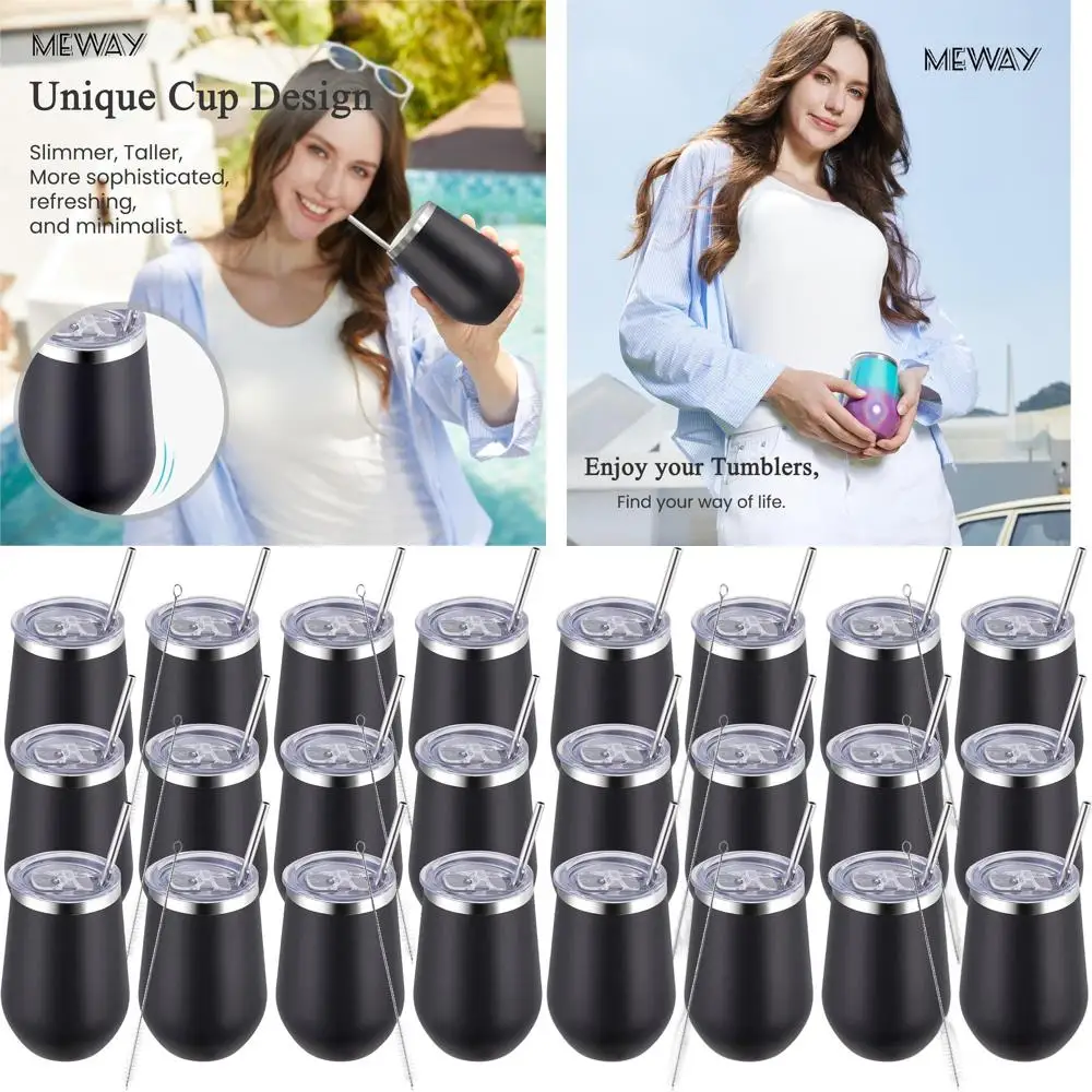 

12oz Stemless Double Wall Vacuum Stainless Steel Wine Tumblers - 12 Pack for Keeping Beverages Cold & Hot, Ideal for Family, Gif