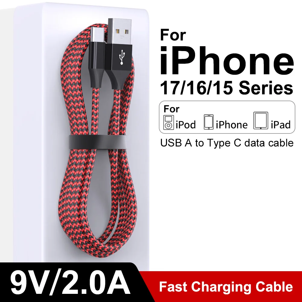 3er-Pack USB-A-auf-USB-C-Kabel, 2A Schnellladung, geflochtenes Typ-C-Kabel, 3,3/6,6/10FT, extra robustes Ladekabel für iPhone 17, 16, 15 – Detail 6
