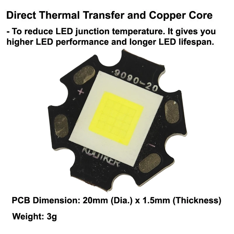 SFH43 16x Core 3V 35A 6500k 9500 Lumens SMD LED Emitter on KDLitker DTP Copper MCPCB Flashlight DIY High Power