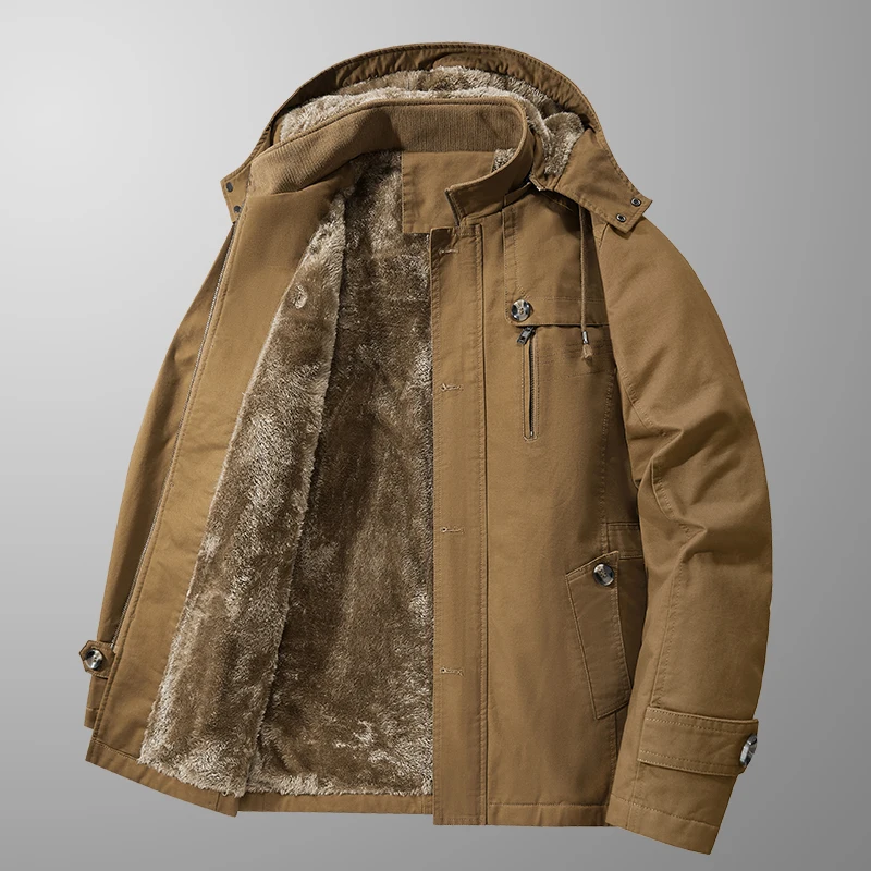 

Fleece Warm Jackets High Quality Male Multi-pocket Hooded Jackets Size 5XL Men Winter Jackets Slim Casual Thicker Warm Coats