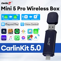 2026 CarlinKit 5 CarPlay Wireless Android Auto Wired to Wireless Adapter Plug&Play For iPhone Android Phone Wireless Connect Car