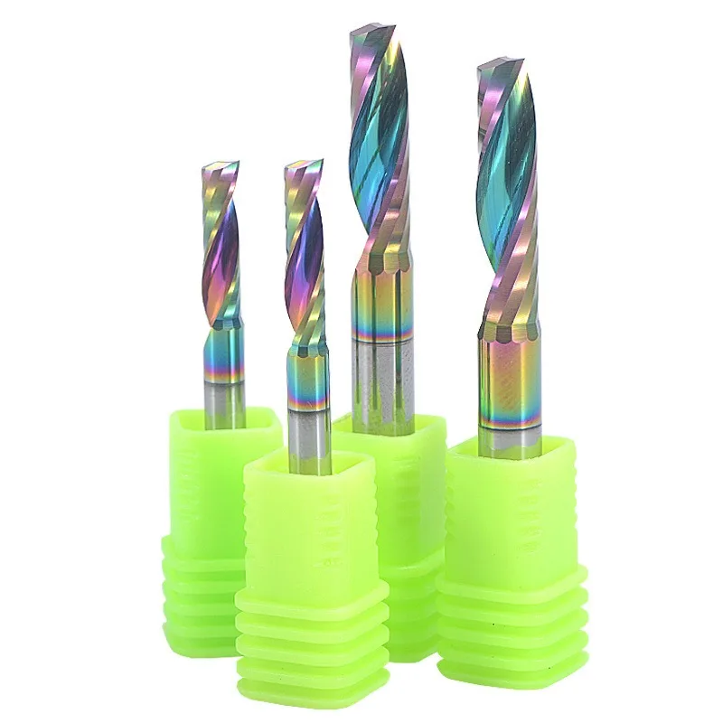 XUHAN DLC Coating Single Flute Spiral Carbide End Mill 3.175/4/5/6mm CNC Engraving Router Bit Aluminum Wood Acrylic Milling Cutt