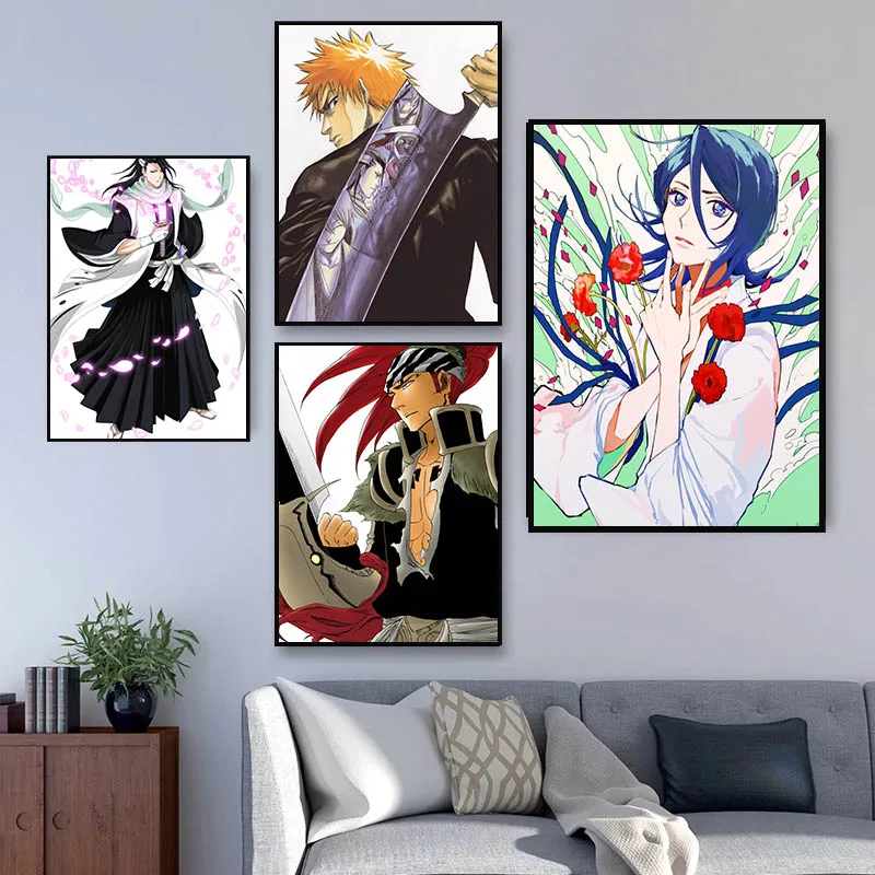 Big Size Posters and Prints Bleach Paintings on the Wall Art Satin Pictures Home Wall Decoration Anime Room Decor