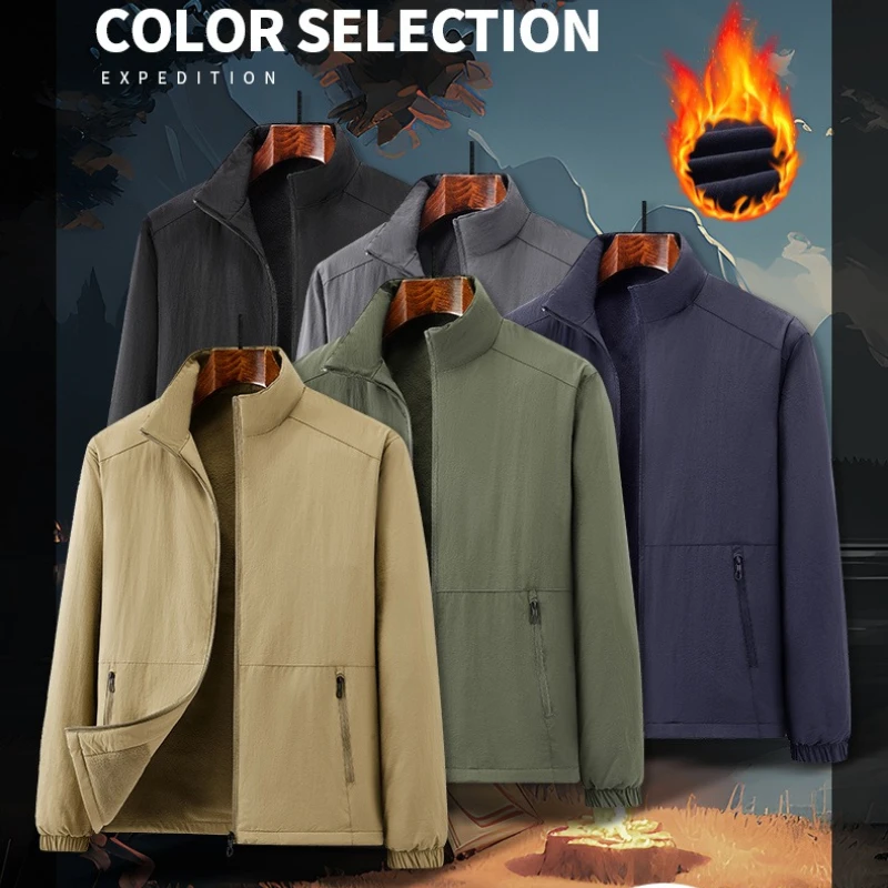 

Мужская флисовая куртка для активного отдыха 2026 года: тактическая, для походов и охоты, теплая зимняя куртка на молнии, военная спортивная куртка для мужчин