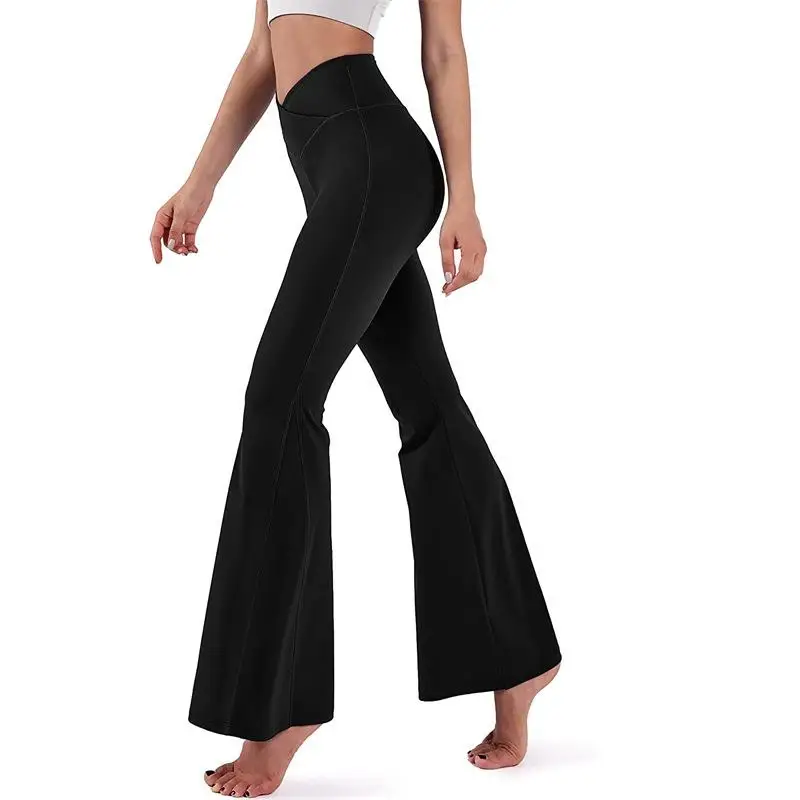 High Waist Cross Waist Compression Yoga Pants Slimming Women's Base Layer Pants Comfortable Fit Bottoms Fashionable Trousers