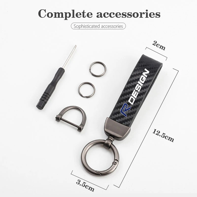 Car Logo Keychain Fiber Leather Alloy For Volvo V60 V40 XC90 S60 C30 XC60 V50 V70 S90 Olestar AWD XC40 S80 T6 V90