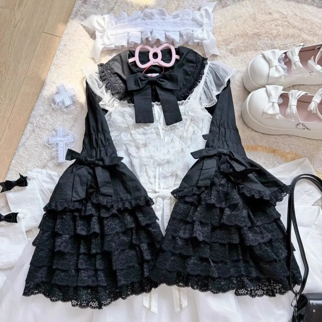 

Lace Doll Long Flare Sleeve Lolita Blouse Women's Casual Princess Jk Cute Elegant Slim Fit Top Party Fashion Gothic Style Shirts
