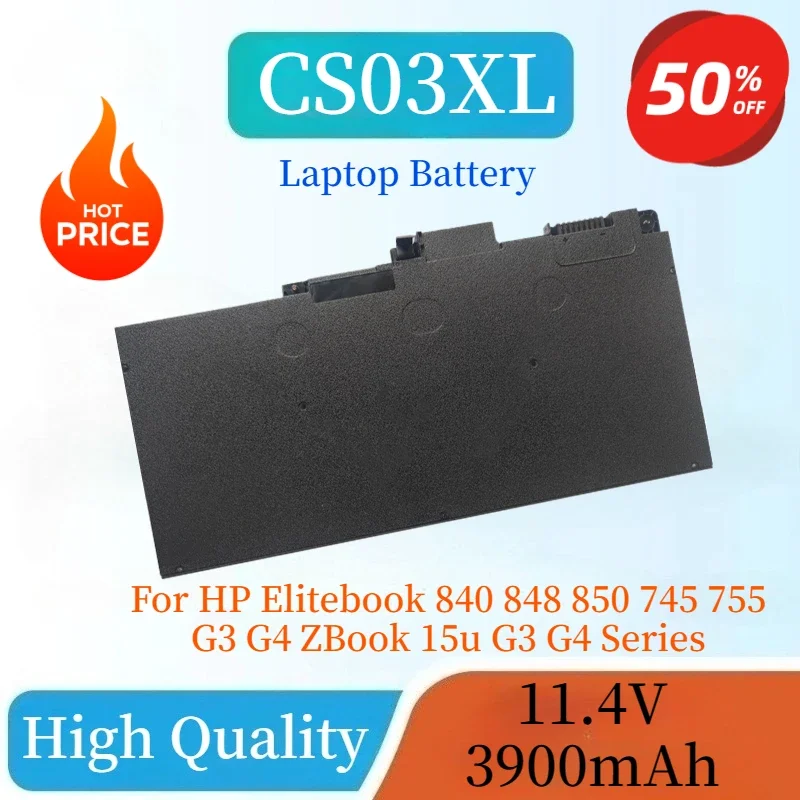 

New CS03XL CS03 Battery 11.4V 3900mAh For HP Elitebook 840 848 850 745 755 G3 G4 ZBook 15u G3 G4 Series Laptop HSTNN-133C-4
