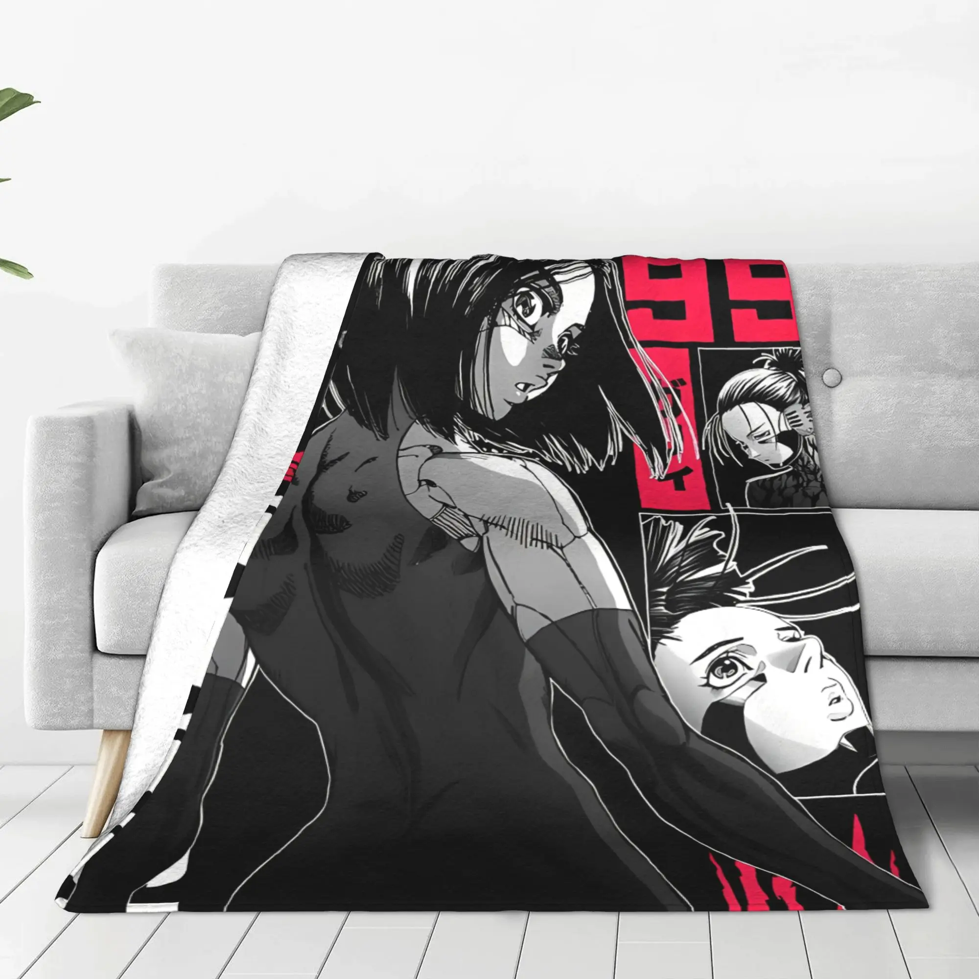 1PC Home Cute Room Decor Dark Manga  Blanket Throw Blanket Battle Angel Alita Novelty Warm Blanket All Season