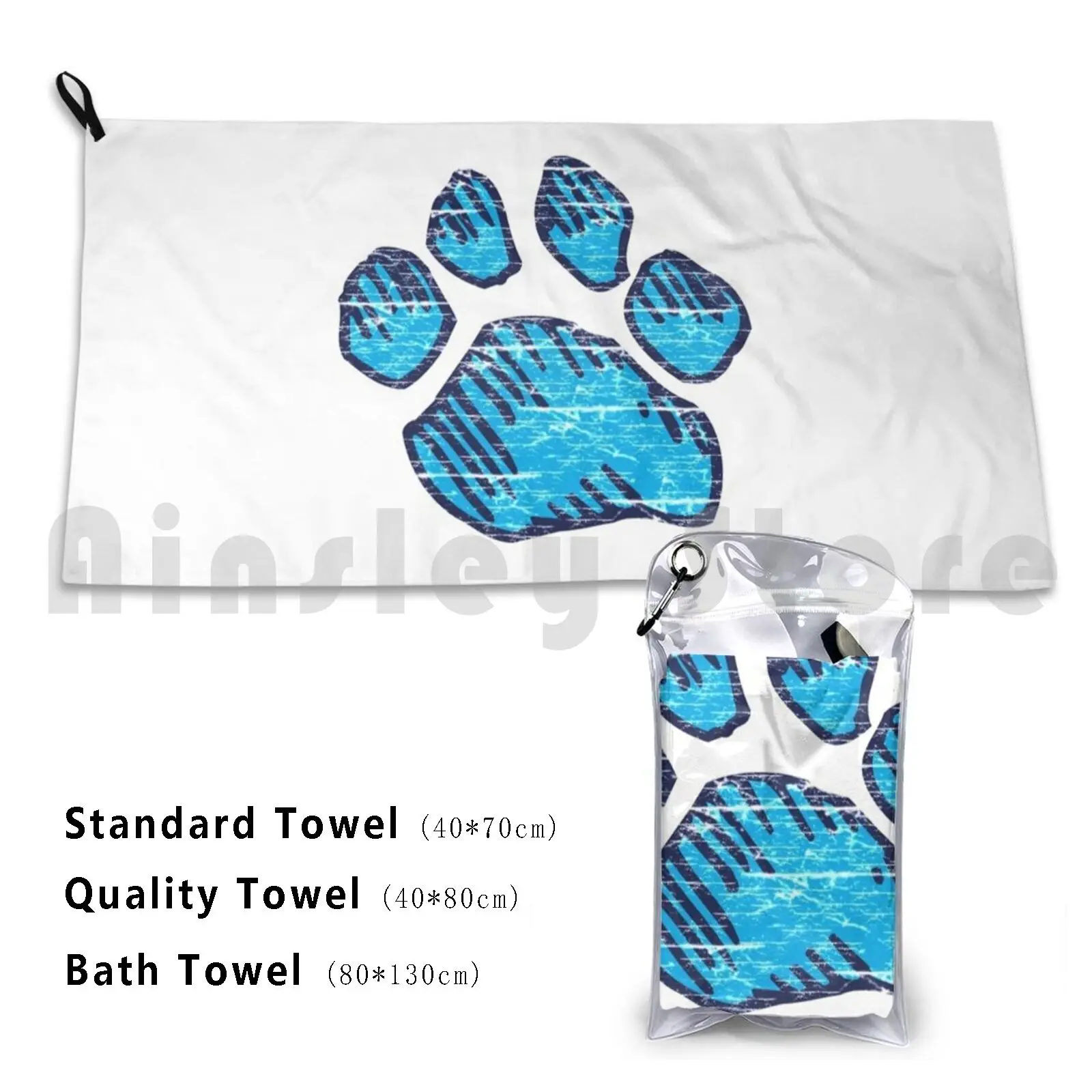Towel Wildcat Paw Print Vintage 837 Cats Tigers Wildcats Lions Cougars Panthers Printed